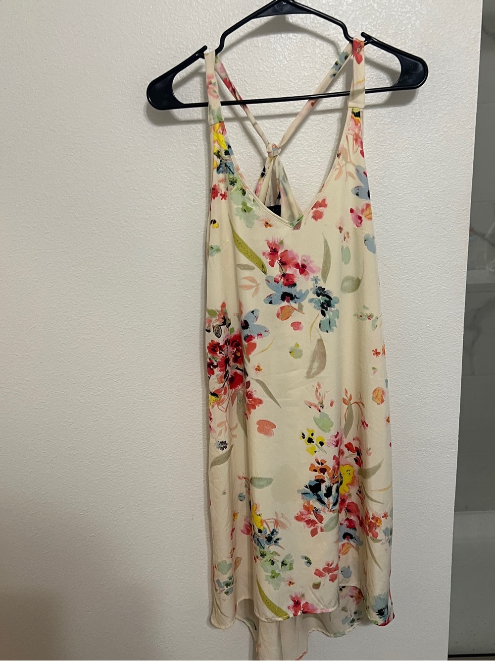 H&M Cream Floral V-Neck Sundress with Multicolor Print